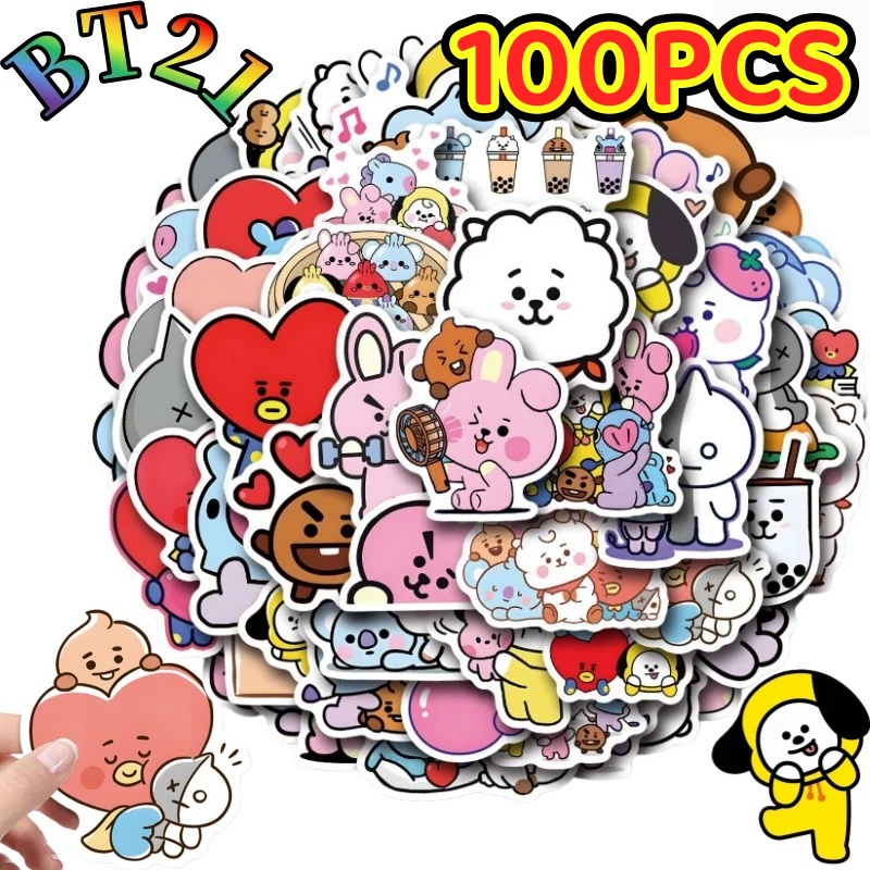 Cookies Pack - 100/200 шт. наклеек BT21 Chimmy Cooky,